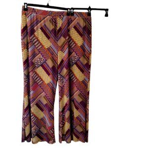 Antthony Women's Printed Mesh Knit Wide-Leg Pull-On Pants, Size 2X, Magenta